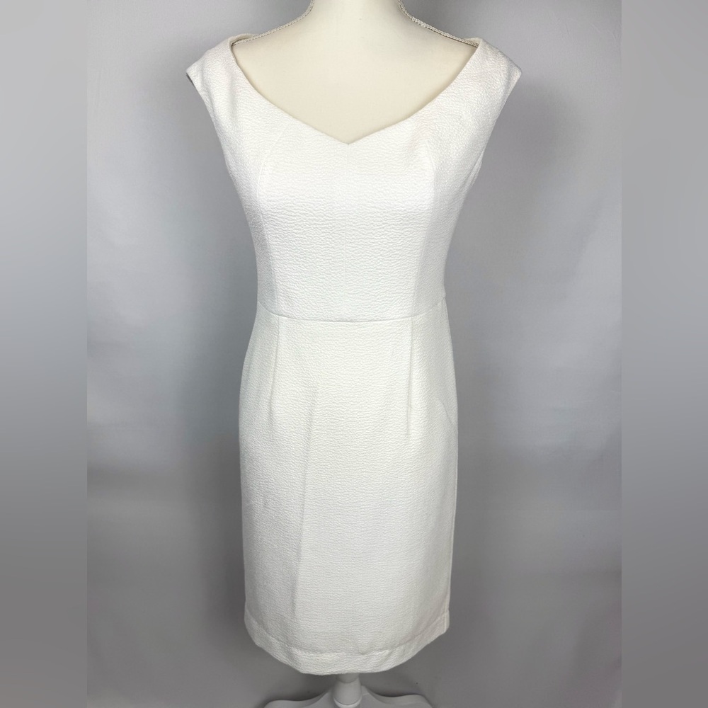 NWT Black Halo Sheath Dress White Cocktail Dress Sleeveless Bride Size 6
